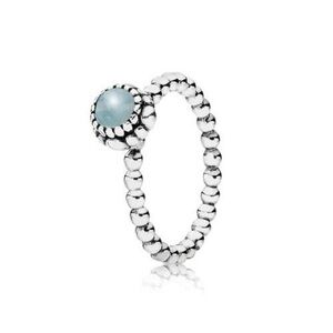 Authentic Pandora birthstone aquamarine ring